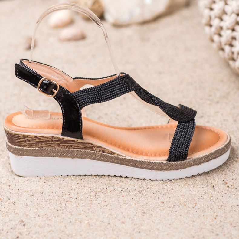 Diamantique Sandálias Têxteis de Cunha preto 2