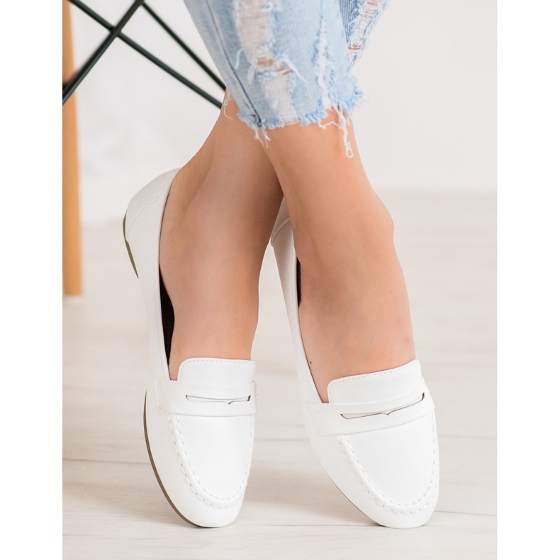 Diamantique Mocassins brancos com couro ecológico 1