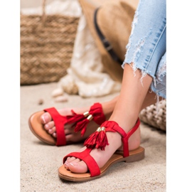 Renda Sandálias com Franjas vermelho 1