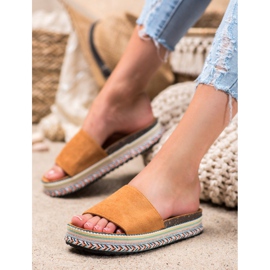 Renda Chinelos na plataforma castanho 1