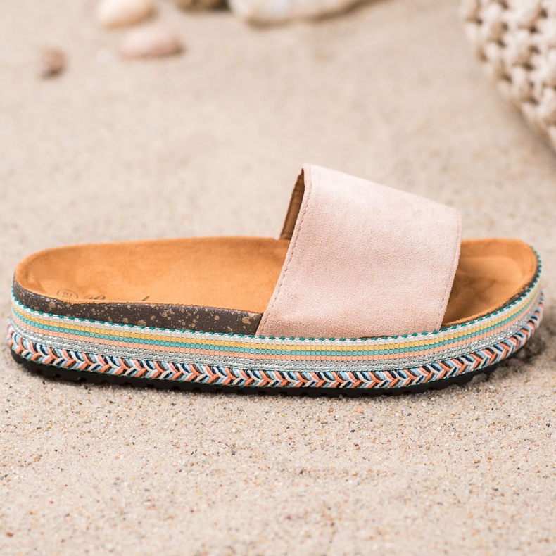 Renda Chinelos na plataforma castanho 2