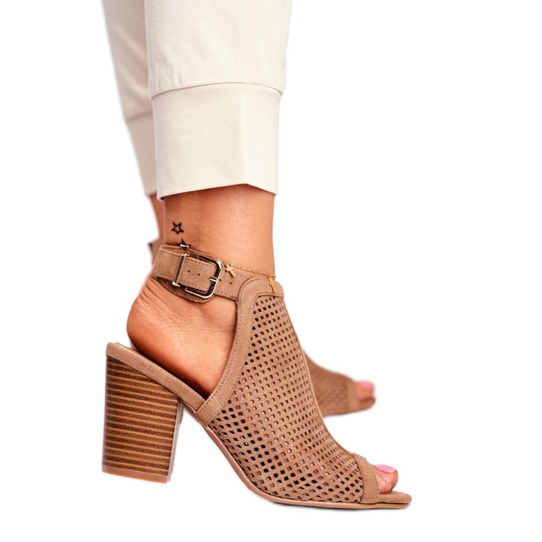 Bellucci Botas Openwork Feminino Peep Toe Beige Paradise bege 3