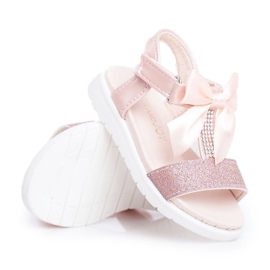 FRROCK Sandálias infantis com velcro para meninas champanhe Bella multicolorido rosa 4
