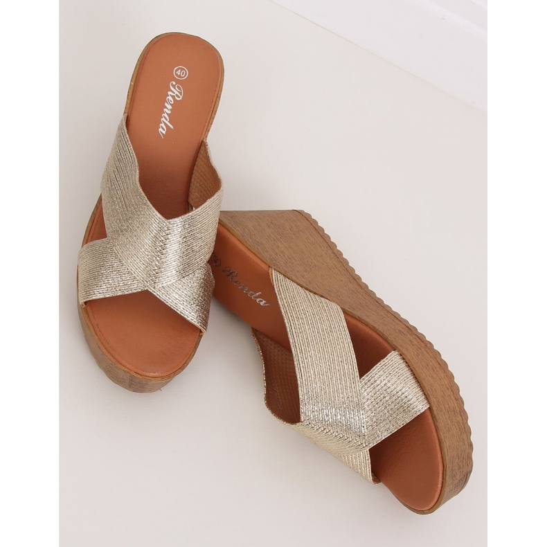 Chinelos de cunha ouro 10-235 ouro dourado 1