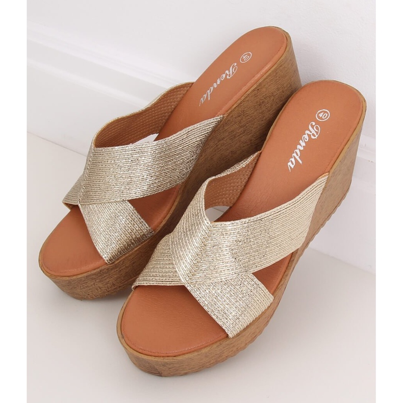 Chinelos de cunha ouro 10-235 ouro dourado 2