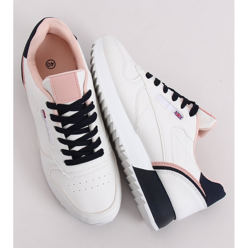 Calçados esportivos femininos brancos BK938 BRANCO / MARINHA azul marinho 1
