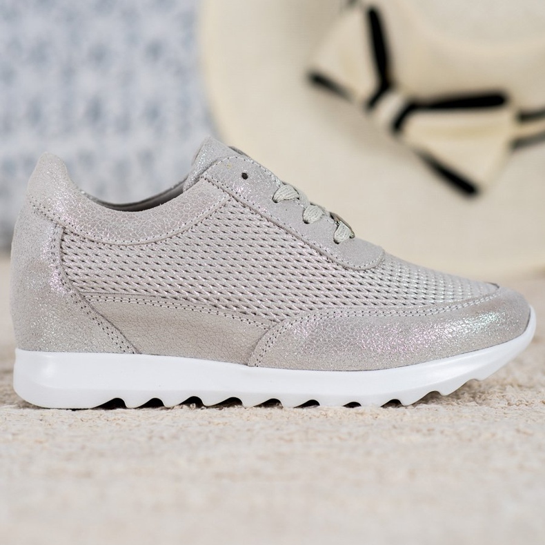 Tênis de couro brilhante VINCEZA cinza 2