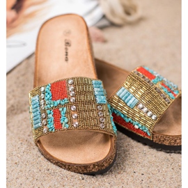 Bona Chinelos com miçangas multicolorido 1