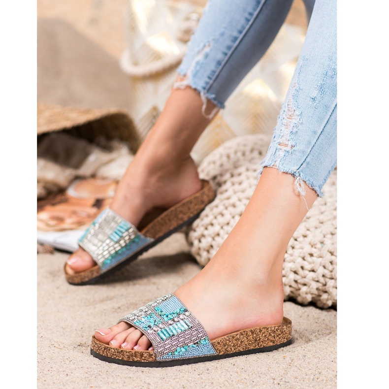 Bona Chinelos com miçangas multicolorido 1