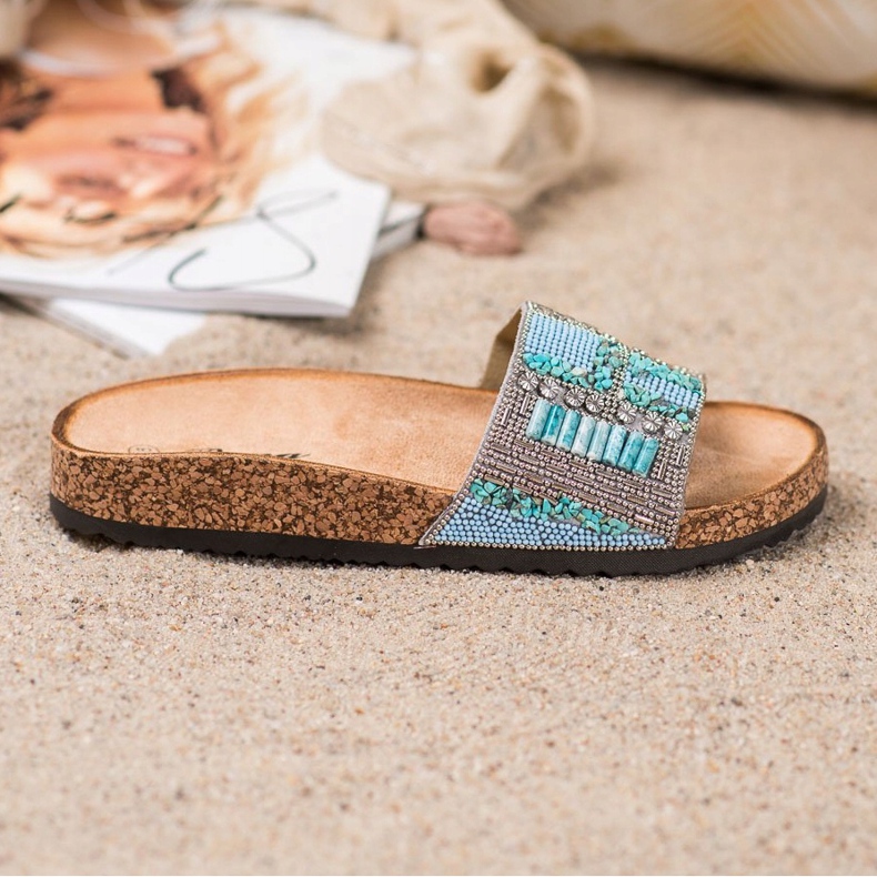 Bona Chinelos com miçangas multicolorido 2