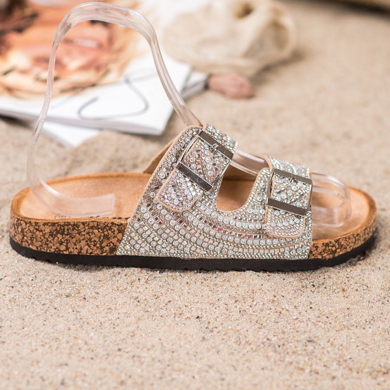 Bona Chinelos elegantes com fivela dourado 2