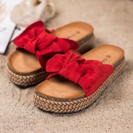 Comer Chinelos em plataforma alta vermelho 1