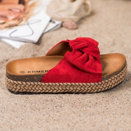 Comer Chinelos em plataforma alta vermelho 2