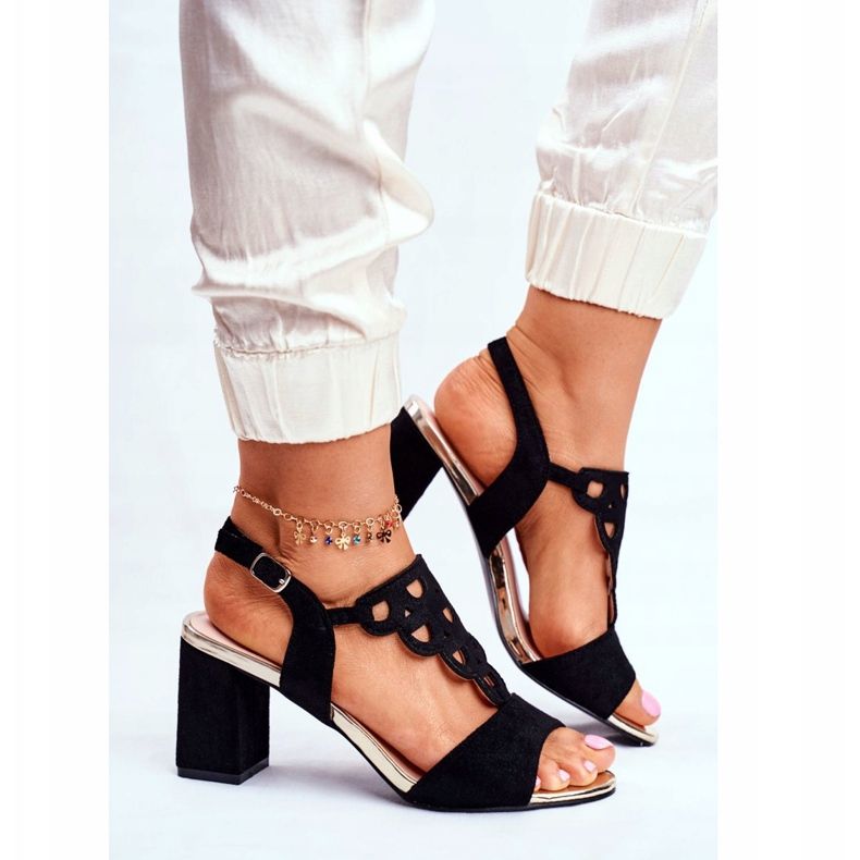 Vinceza Sandálias Femininas Camurça Black Vision preto 2