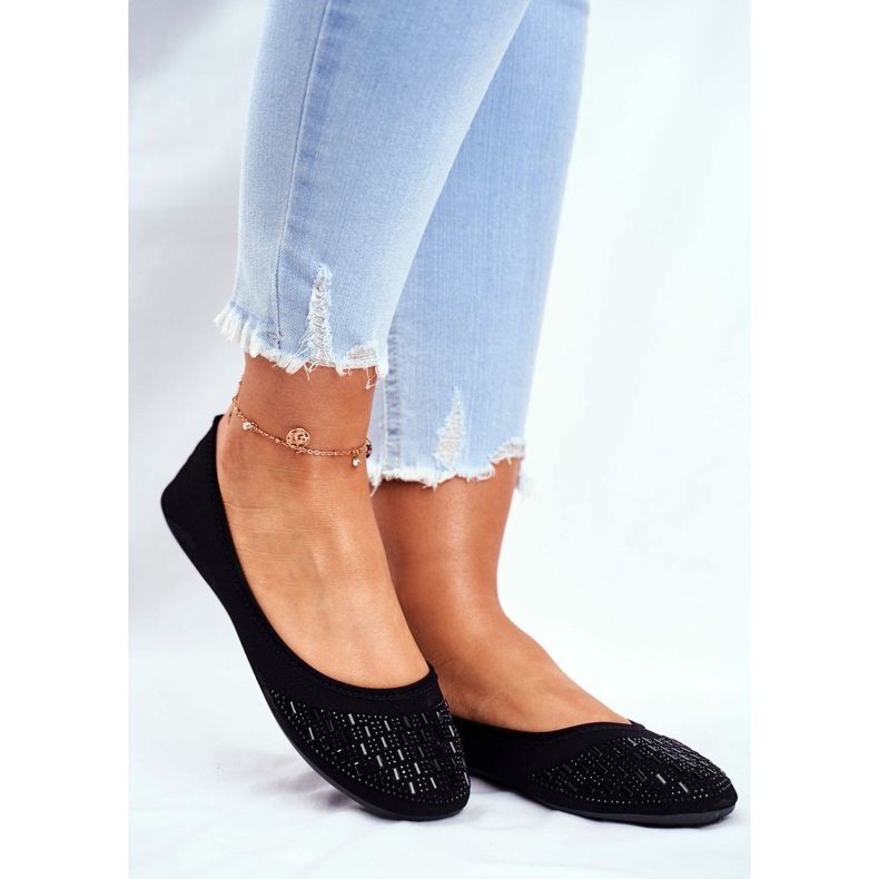 Le Scarpe Bailarinas negras femininas com zircônia cúbica Amantero preto 1