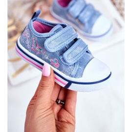 PL1 Tênis infantil azul junalo velcro rosa 2