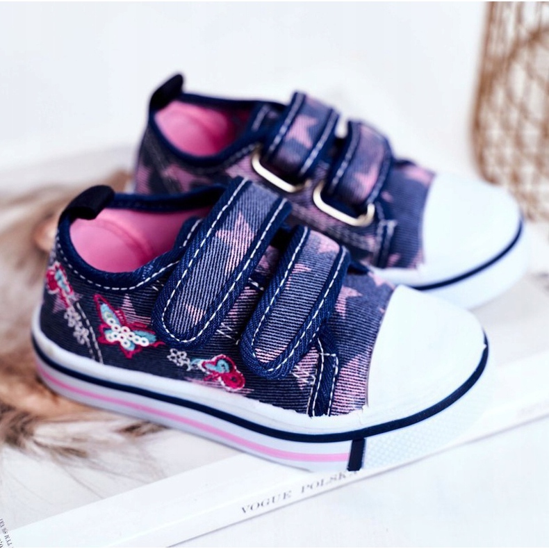 Le Scarpe Tênis infantil azul marinho junalo velcro azul-marinho rosa 1