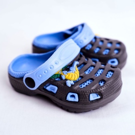 Giolan Chinelos de espuma infantil Kroks Small Dragon azul marinho azul 1