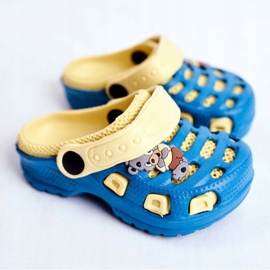 Giolan Chinelos de espuma infantil Kroks Small Koala azul amarelo 1