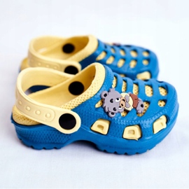 Giolan Chinelos de espuma infantil Kroks Small Koala azul amarelo 2