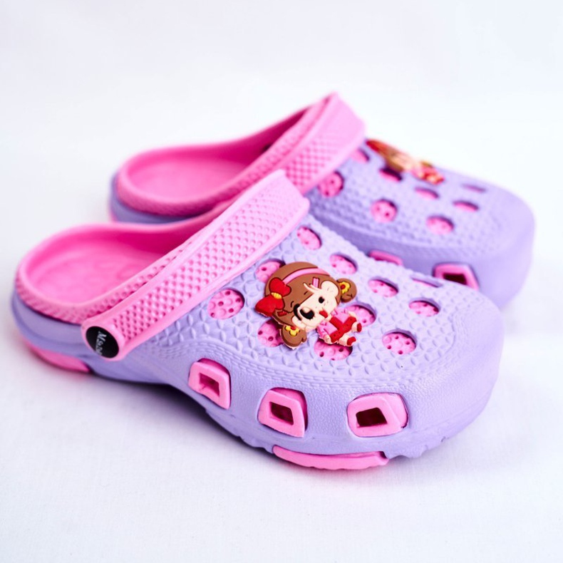 Giolan Chinelos infantis de espuma crocs menina violeta tolet rosa 1