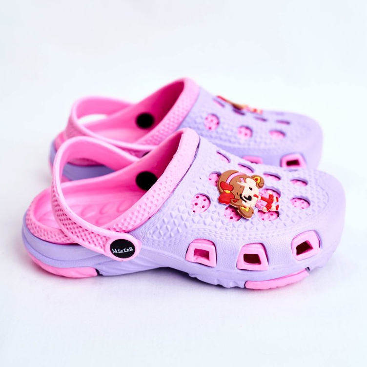 Giolan Chinelos infantis de espuma crocs menina violeta roxo rosa 2