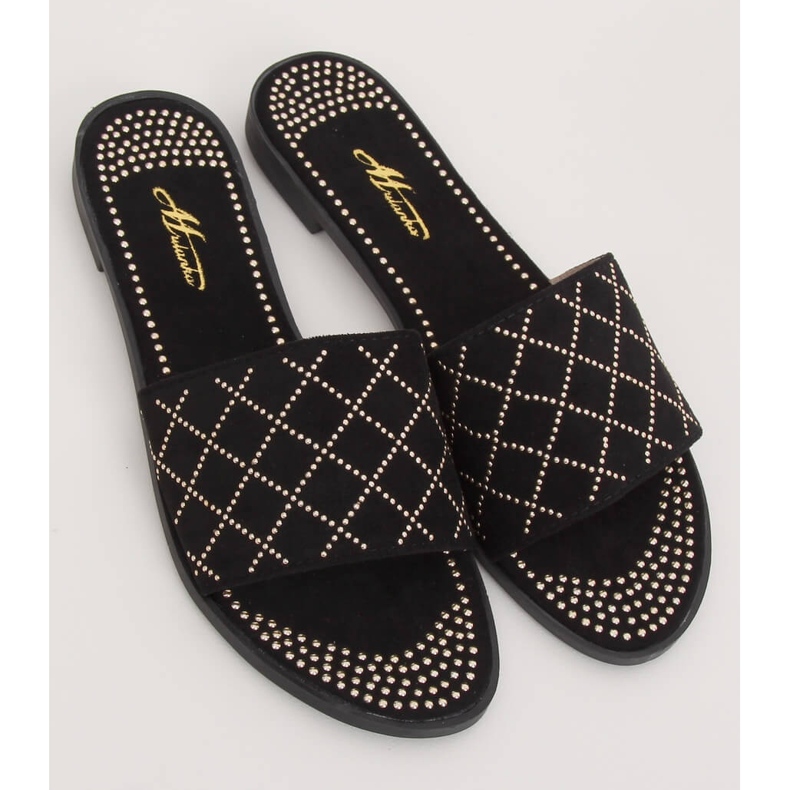 Sapatilhas pretas femininas negras Q-85 pretas preto 1