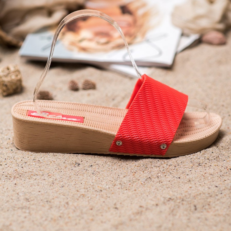 Bona Chinelos elegantes na plataforma vermelho 2