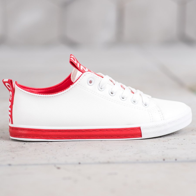 SHELOVET Tênis com couro ecológico legal branco vermelho 2