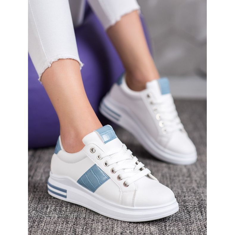 Weide Calçados Esportivos Com Insertos Azuis branco azul 1