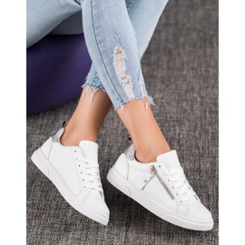 SHELOVET Sapatos esportivos com zíper decorativo branco 2