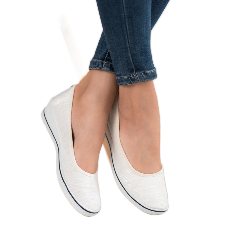 Comer White Ballerina On Wedge branco cinza 2