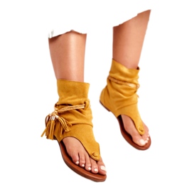 SEA Sandálias femininas chinelos com canela amarela SL1011 Madrit amarelo 1