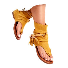 SEA Sandálias femininas chinelos com canela amarela SL1011 Madrit amarelo 2