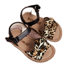 FRROCK Sandálias infantis com velcro Panterka Mimi marrom preto laranja 3