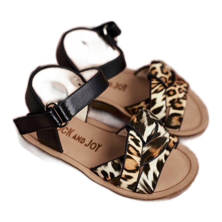 FRROCK Sandálias infantis com velcro Panterka Mimi marrom preto laranja 2