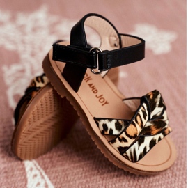 FRROCK Sandálias infantis com velcro Panterka Mimi castanho preto laranja 4