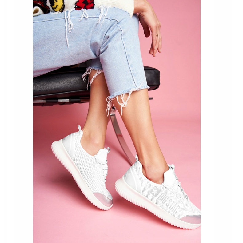 Sapatas esportivas femininas Big Star White FF274A410 branco cinza 2