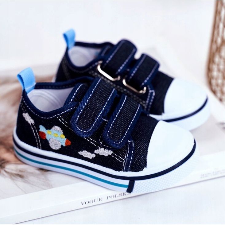 PL1 Tênis infantil Nimalo azul marinho com velcro azul-marinho 2