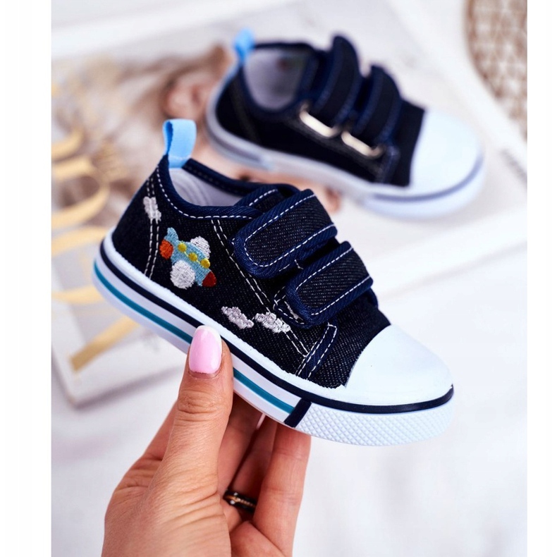 PL1 Tênis infantil Nimalo azul marinho com velcro 1