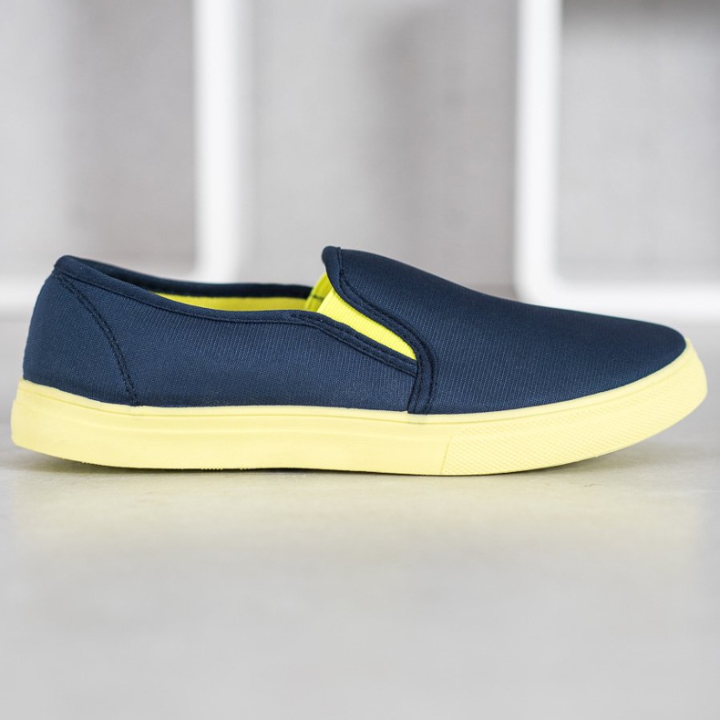 Bona Slipons com sola de néon azul marinho 2