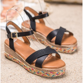 Small Swan Sandálias elegantes com couro ecológico preto 2 Small Swan Sandálias elegantes com couro ecológico preto 2