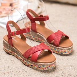 Small Swan Sandálias elegantes com couro ecológico vermelho 2 Small Swan Sandálias elegantes com couro ecológico vermelho 2