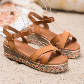 Small Swan Sandálias elegantes com couro ecológico castanho 2