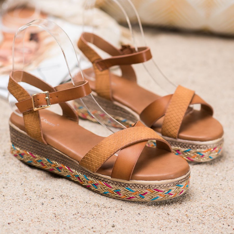 Small Swan Sandálias elegantes com couro ecológico castanho 2