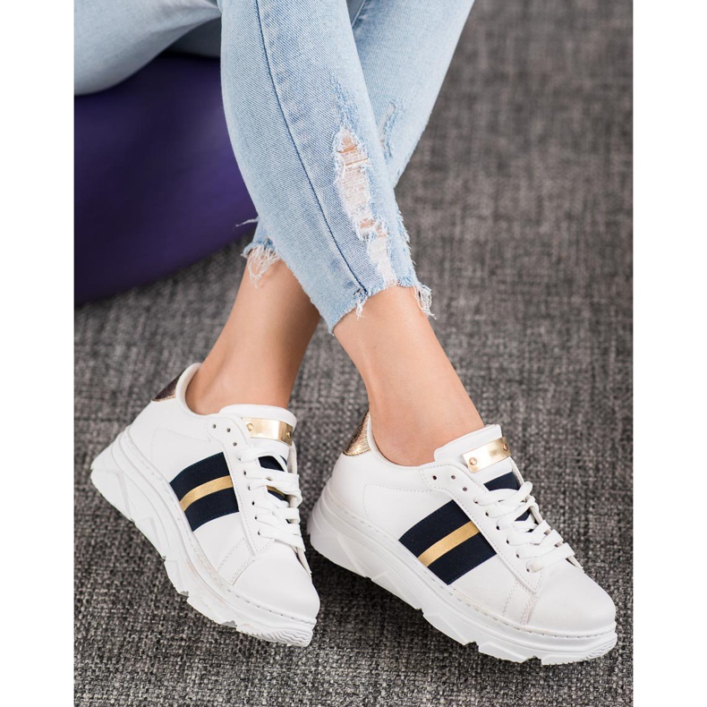 Weide Tênis na plataforma branco preto amarelo 1