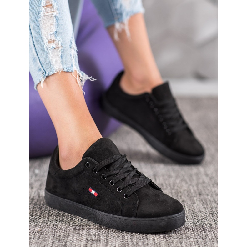 SHELOVET Calçados esportivos de camurça preto 1