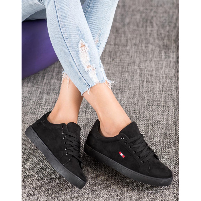 SHELOVET Calçados esportivos de camurça preto 2