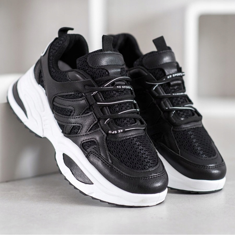 SHELOVET Tênis Pretos Confortáveis 2