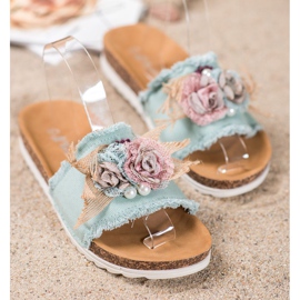 SHELOVET Chinelos elegantes marrom verde 2